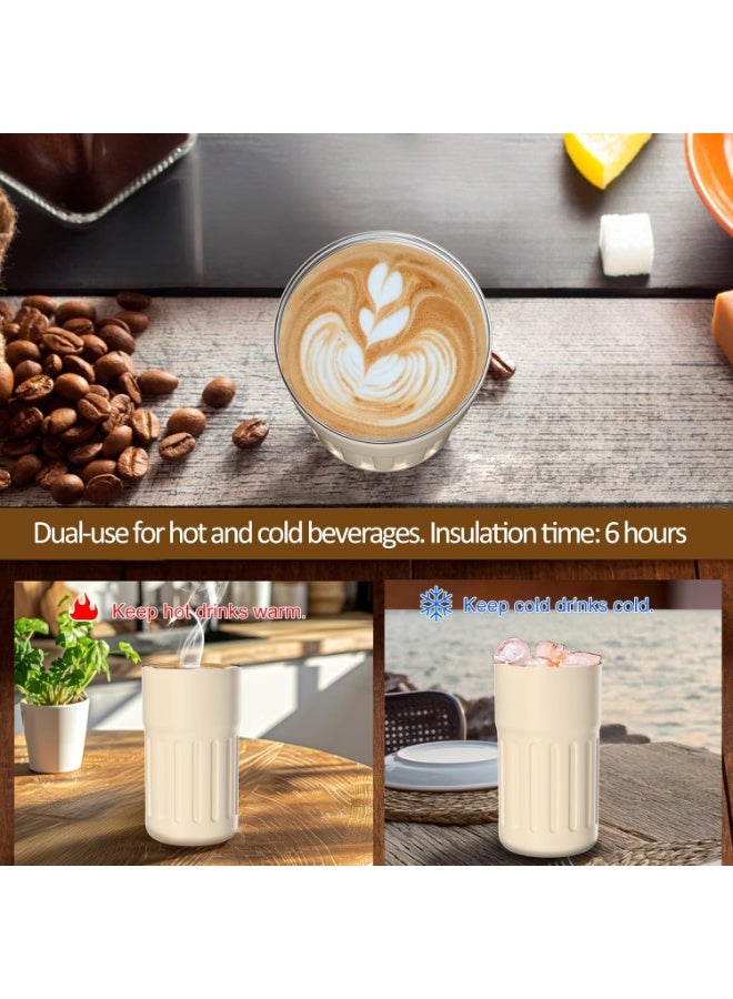 مج قهوة معزول بتفريغ الهواء من الفولاذ المقاوم للصدأ، كوب قهوة بغطاء للتنقل مع شاشة عرض درجة الحرارة LED، مج قهوة مانع للتسرب ويحافظ على البرودة والحرارة للقهوة والشاي والعصائر - متعدد الالوان - Image 3
