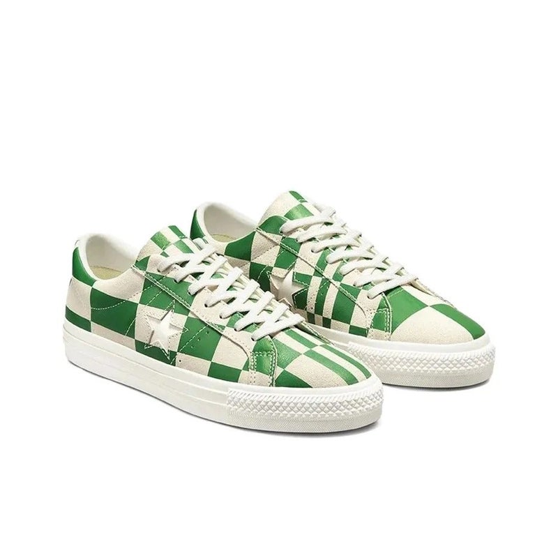 Converse Skateboard Shoes Unisex Low Top White/Green 172353C - Image 4