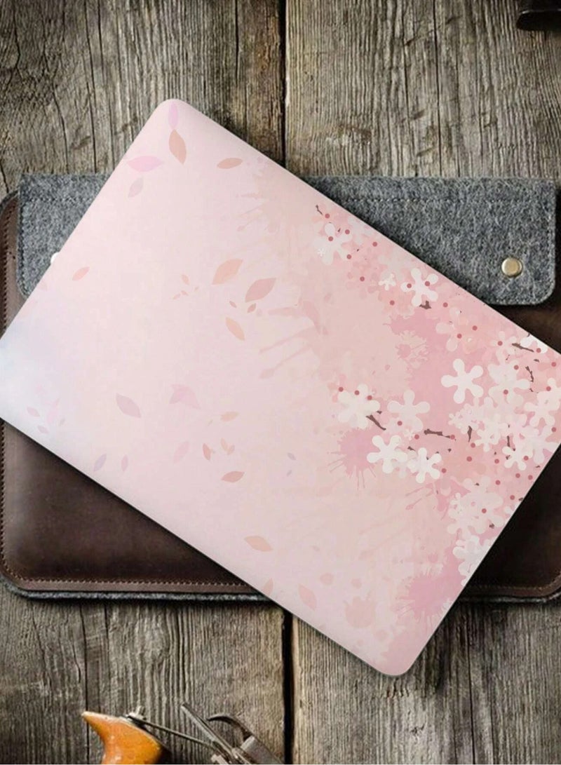 Laptop Stickers Set of 15-Inch with Pink Floral Pattern and White Flowers, Two-Piece Set for Unique Style"  - Image 4