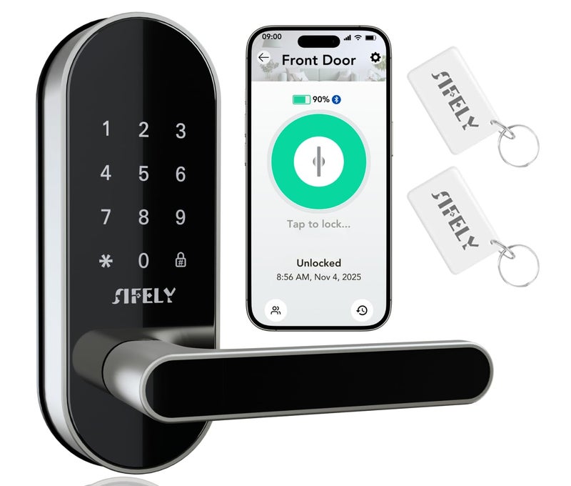 Sifely Keyless Entry Keypad Smart Door Lock with Handle & Knob â€“ Digital Deadbolt for Front, Bedroom, Office & Interior Doors, App Control for Airbnb, Guests & Kids, Easy DIY Install (No Fingerprint) - Image 1