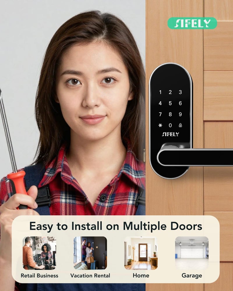 Sifely Keyless Entry Keypad Smart Door Lock with Handle & Knob â€“ Digital Deadbolt for Front, Bedroom, Office & Interior Doors, App Control for Airbnb, Guests & Kids, Easy DIY Install (No Fingerprint) - Image 3