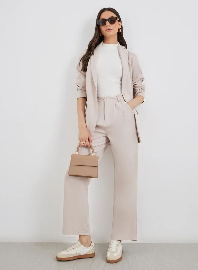 Take Two Take Two Solid Longline Blazer and Wide Leg Pants Co-Ods