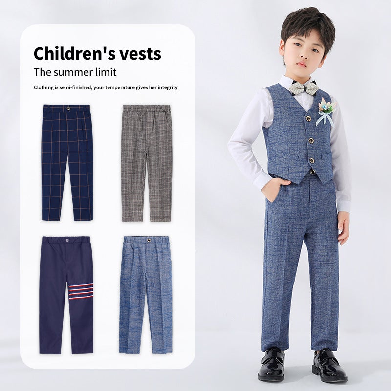 Boys' Trousers Children'S Single Pants Summer Student Performance Host Piano Dress Suit Pants One-Piece Delivery - Image 3