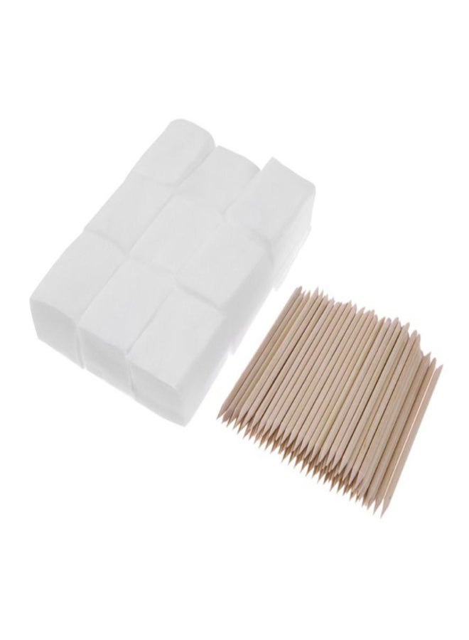 900pcs Nail Cotton Wipes UV Gel Nail Tips Polish Remover Cleaner Lint Paper Pad +100pcs Wood Sticks Cuticle Pusher Care Tools - Image 1