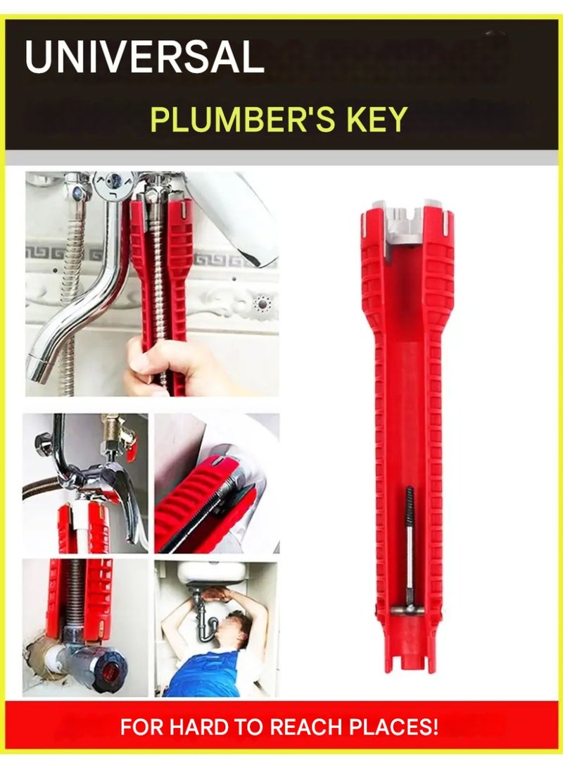 8 in 1 Multifunctional Sink Bathroom Wrench, Plumbing Installation Tool Household Water Pipe Faucet Washing Basin Corner Valve Sink Repair Removal Tool Multi-functional Wrench for Toilet, Sink, Bathroom, Kitchen Plumbing Installation and Repairs - Image 1