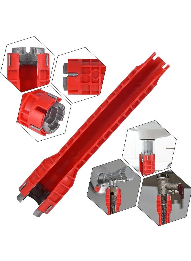 8 in 1 Multifunctional Sink Bathroom Wrench, Plumbing Installation Tool Household Water Pipe Faucet Washing Basin Corner Valve Sink Repair Removal Tool Multi-functional Wrench for Toilet, Sink, Bathroom, Kitchen Plumbing Installation and Repairs - Image 5