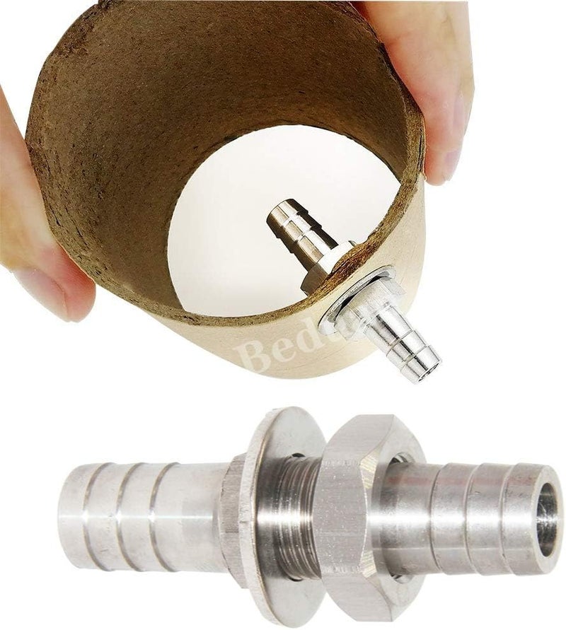 beduan 1/2" Hose Barb Thru-Bulk Bulkhead Straight Hex Union Stainless Steel Fitting(Pack of 2) - Image 3