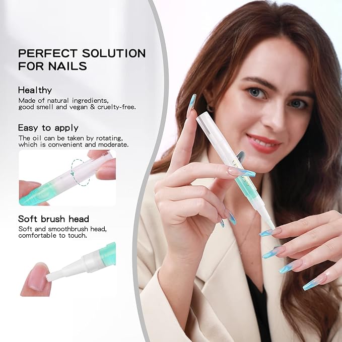 Saviland 6Pcs Cuticle Oil Pen Cuticle Oil for Nail Care Fruity Natural Ingredient Nail Oil Pen for Preventing Cracking and Drying of Nails Manicure Pedicure for Woman - Image 4