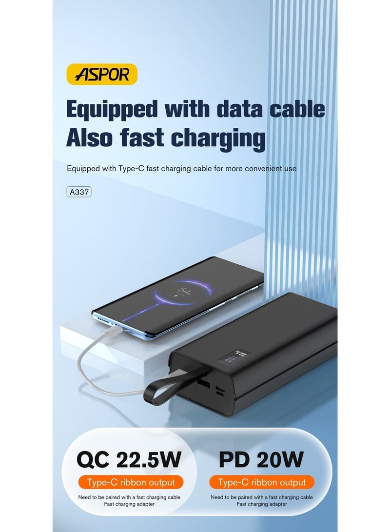 أسبور باور بانك ASPOR A336 – سعة 20000mAh وشحن سريع 22.5 واط PD + QC3.0 - Image 2