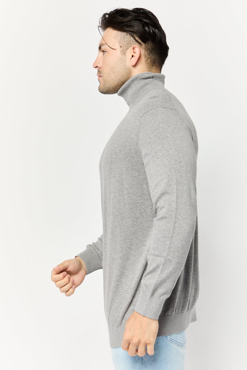 Celio Men Turtle Neck Knitted Sweater, Grey - Image 3