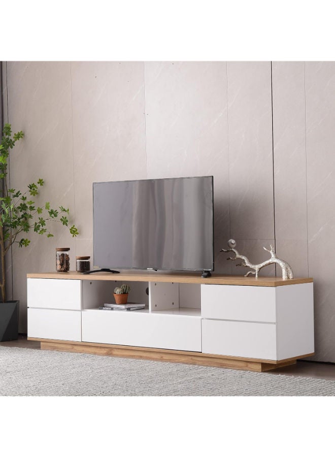 Merax White Wood TV Stand – Spacious Entertainment Center with Open Shelves & Cabinets for 80” TVs - Image 1