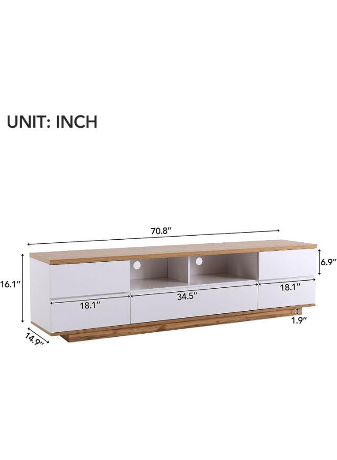 Merax White Wood TV Stand – Spacious Entertainment Center with Open Shelves & Cabinets for 80” TVs - Image 3