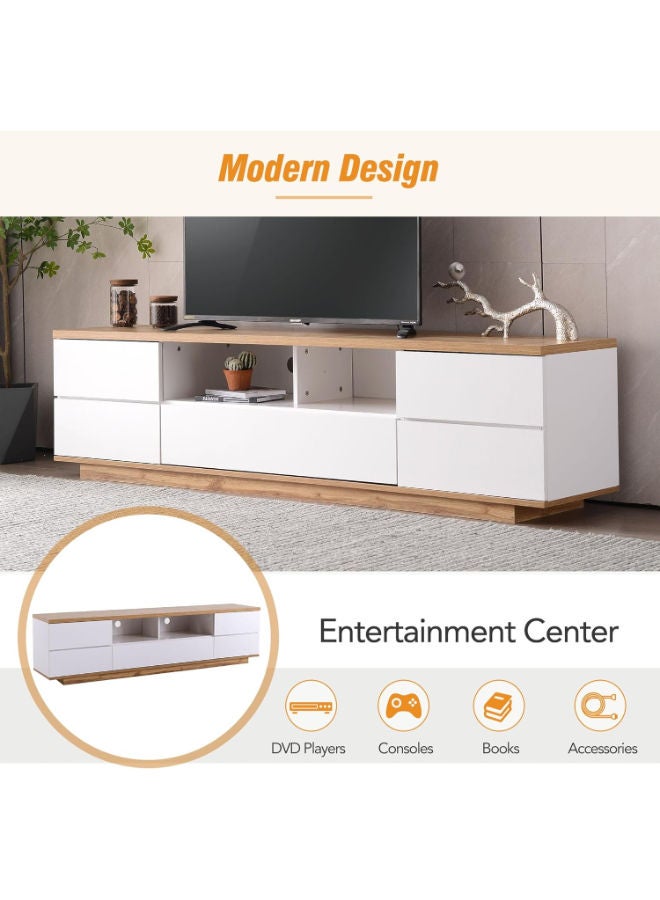 Merax White Wood TV Stand – Spacious Entertainment Center with Open Shelves & Cabinets for 80” TVs - Image 4