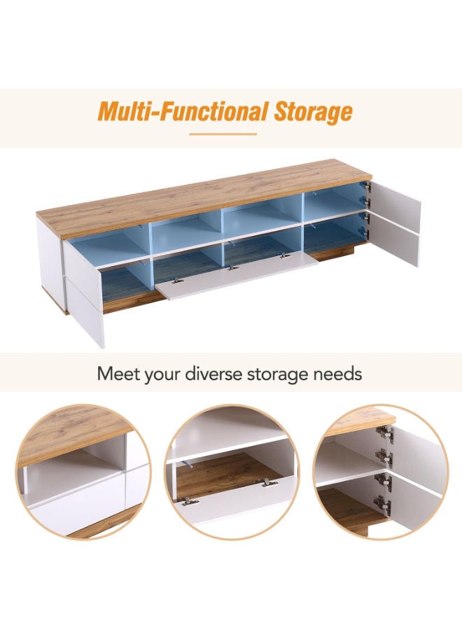 Merax White Wood TV Stand – Spacious Entertainment Center with Open Shelves & Cabinets for 80” TVs - Image 5