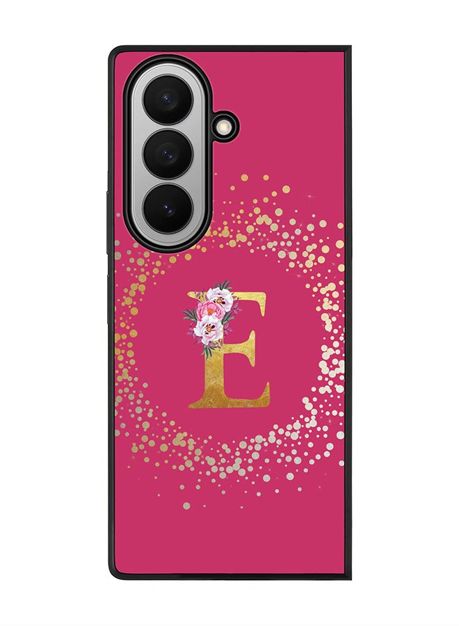Stylizedd For Samsung Galaxy Z Fold7 Case,Slim fit Camera Protection, Shockproof Thin Phone cover  - Custom Monogram Floral - E ( Deep Pink )