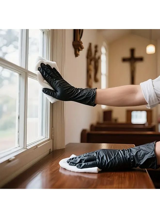 100pcs Black Disposable Nitrile Gloves M Size Durable Household Cleaning Tattoo Hair Dye - Image 5