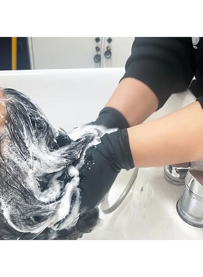 100pcs Black Disposable Nitrile Gloves M Size Durable Household Cleaning Tattoo Hair Dye - Image 3