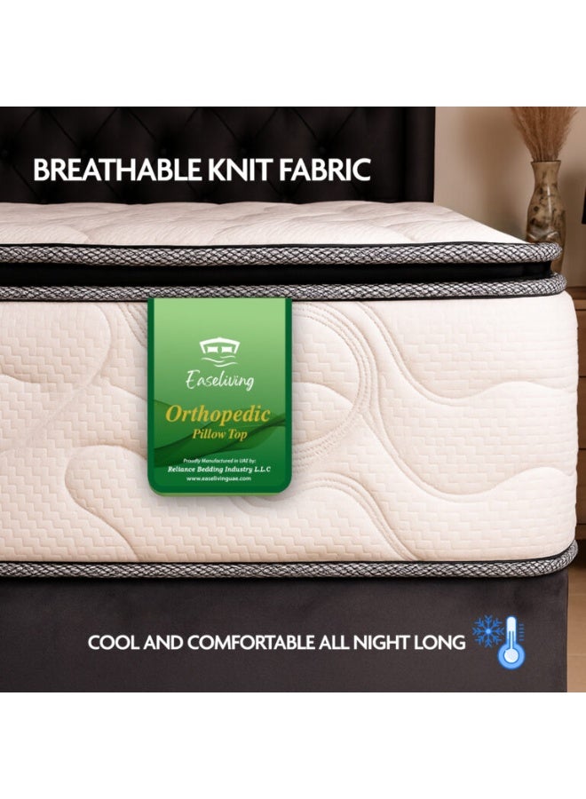 EASELIVING Orthopedic Pillow Top Mattress – 180x200x24 cm | Medium Firm Innerspring with Spine & Pressure Relief Support | Plush Pillowtop Comfort, Non-Flip Design & Breathable Fabric for Restful Sleep - Image 5