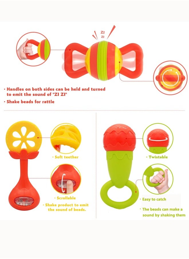 Aissiora Baby Teethers Baby teething set Teether rattle toy Baby rattle toys Relieves your baby's teething discomfort Grip training Toys for early education for babies  - Image 3