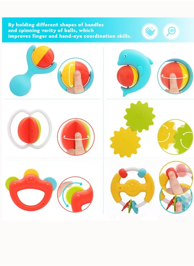 Aissiora Baby Teethers Baby teething set Teether rattle toy Baby rattle toys Relieves your baby's teething discomfort Grip training Toys for early education for babies  - Image 4