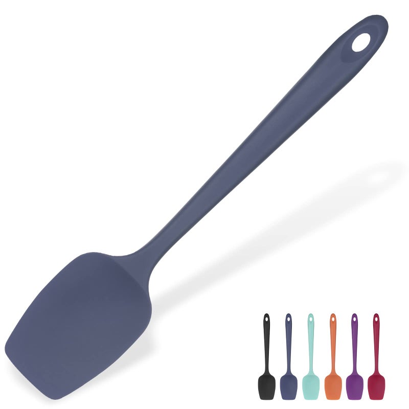 U-Taste Heat Resistant Silicone Spoon Spatula: U-Taste 600ÂºF High Heat Flexible 11.38in Silicon Mixing Stirring Cooking Scraping Baking Bowl Scraper Seamless Spreader for Nonstick Cookware (Midnight Blue) - Image 1