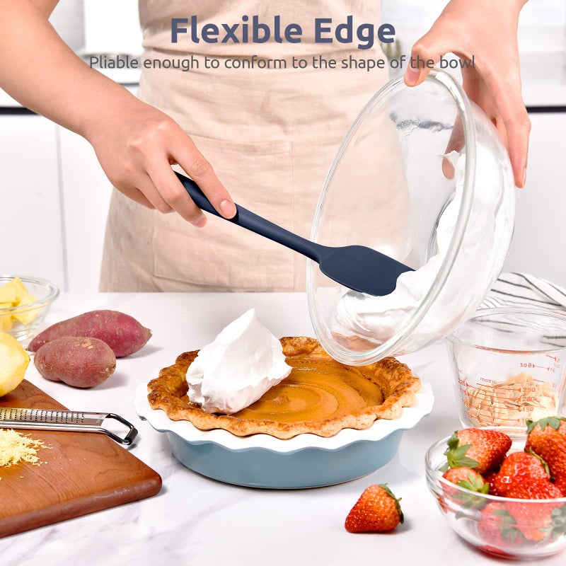 U-Taste Heat Resistant Silicone Spoon Spatula: U-Taste 600ÂºF High Heat Flexible 11.38in Silicon Mixing Stirring Cooking Scraping Baking Bowl Scraper Seamless Spreader for Nonstick Cookware (Midnight Blue) - Image 4