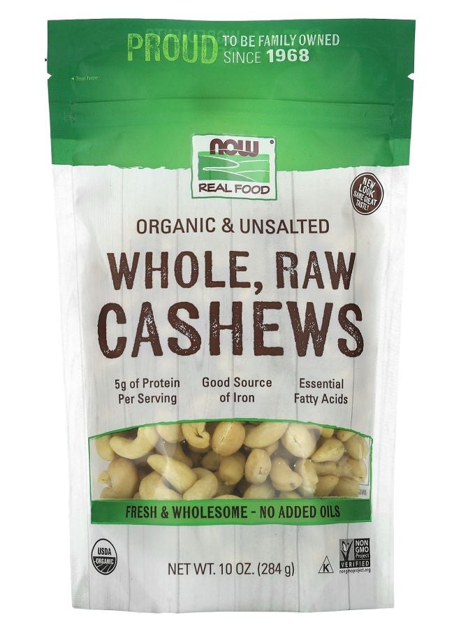 now Organic Whole Raw Cashews Unsalted 10 oz (284 g)