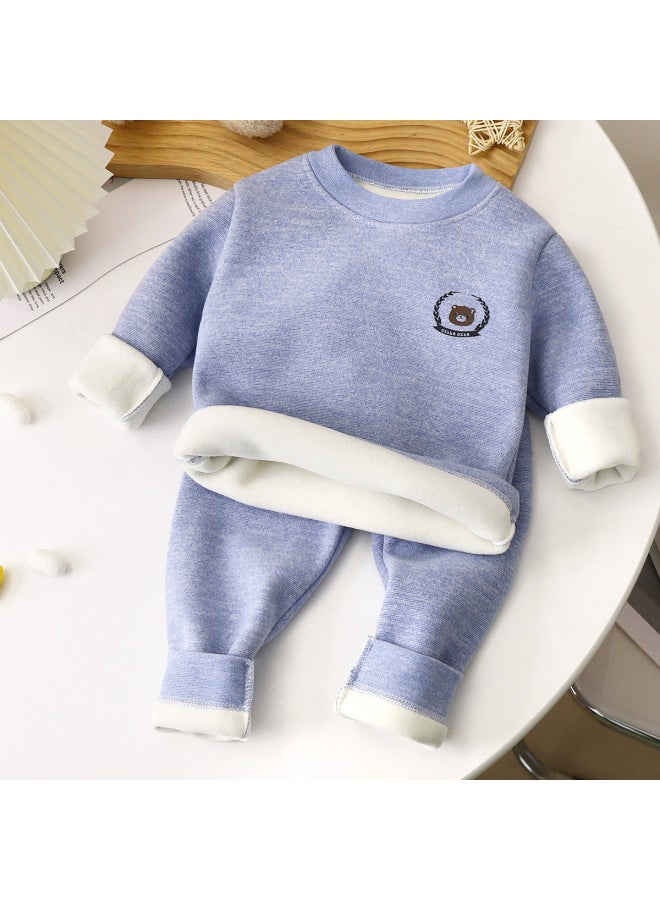 Children's Thermal Underwear Suit Winter New Baby Fleece-lined Thickened Boys' Underwear Girls' Autumn Clothes And Trousers Children's Clothing