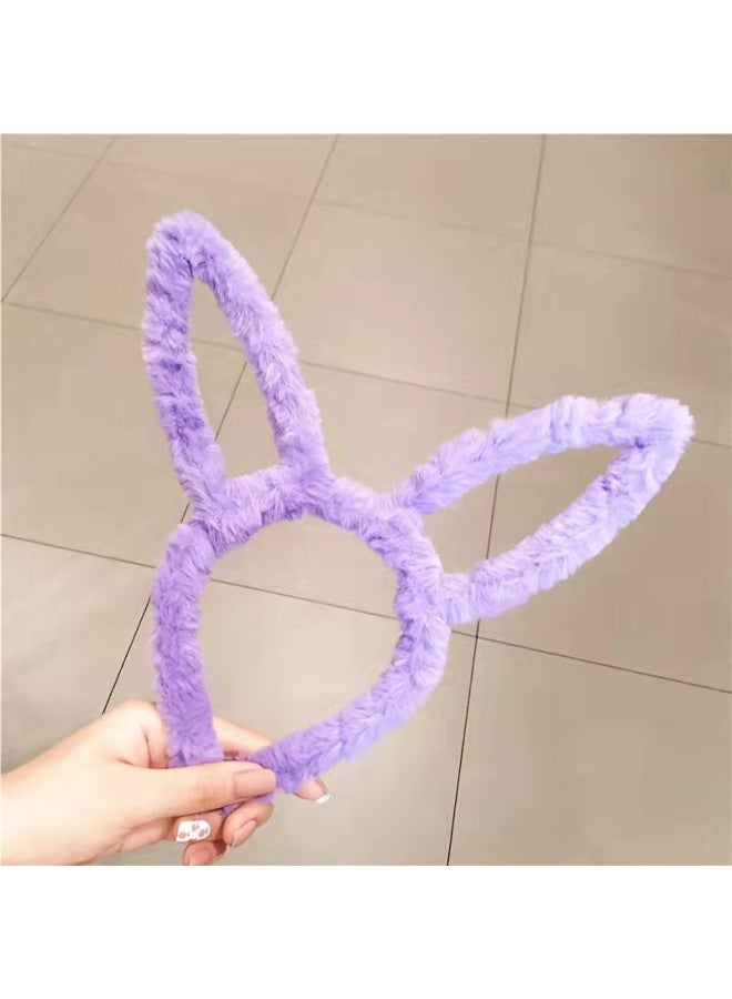 Cute Luminous Plush Rabbit Ear Hairband 14 Light Girl Flash Headband Push Sweep Code Small Gift Party Activity - Image 1