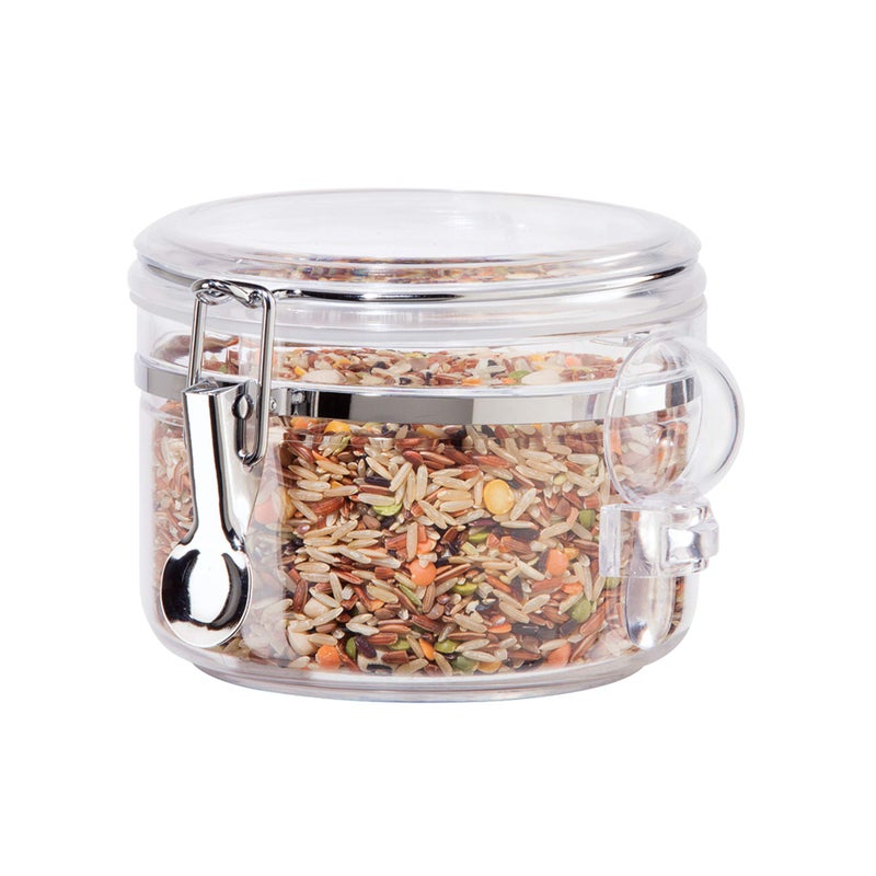 OGGI Clear Canister Airtight 28oz - Clamp Lid & Spoon - Airtight Food Storage Containers  Ideal for Kitchen & Pantry Storage of Bulk  Dry Food Including Flour  Sugar  Coffee  Rice  Tea  Spices & Herbs - Image 1