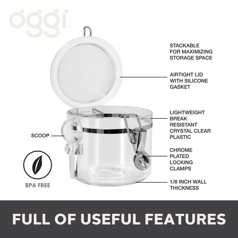 OGGI Clear Canister Airtight 28oz - Clamp Lid & Spoon - Airtight Food Storage Containers  Ideal for Kitchen & Pantry Storage of Bulk  Dry Food Including Flour  Sugar  Coffee  Rice  Tea  Spices & Herbs - Image 2
