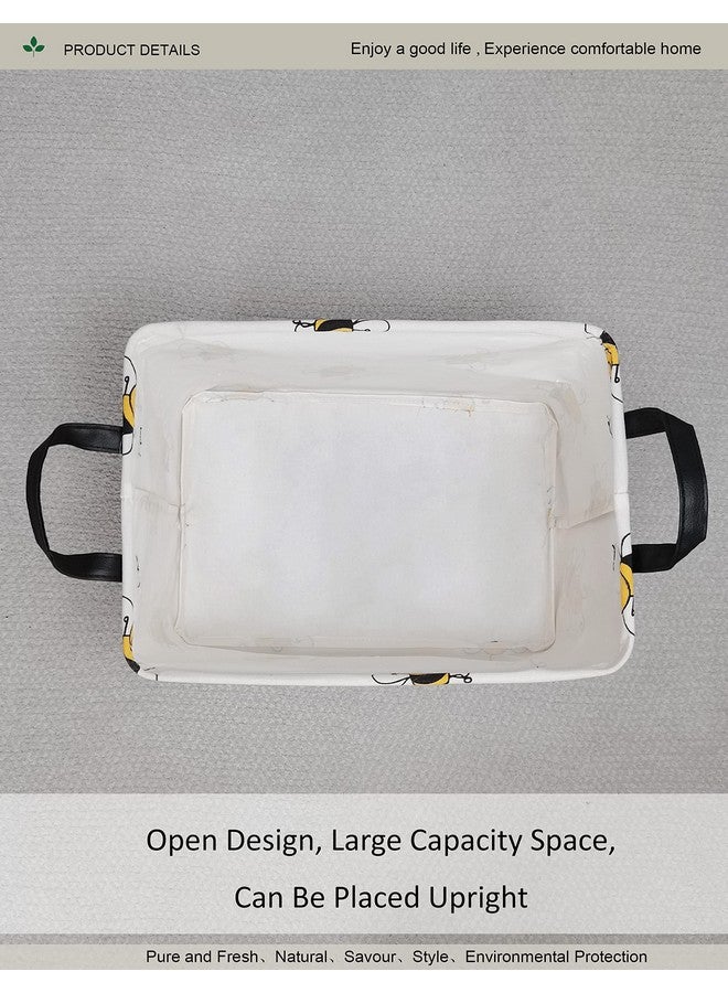 ONOEV Rectangular Folding Laundry Basket, waterproof Canvas Basket,gift basket,Suitable for children's room,Office,Clothes,Toys Storage(Bee) - Image 4