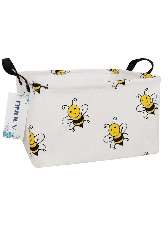 ONOEV Rectangular Folding Laundry Basket, waterproof Canvas Basket,gift basket,Suitable for children's room,Office,Clothes,Toys Storage(Bee) - Image 1