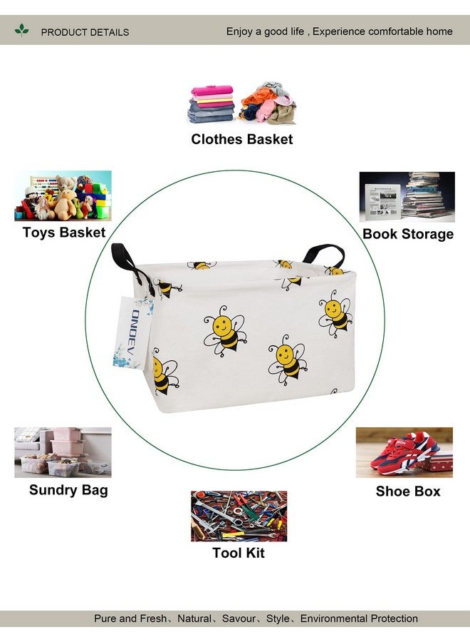 ONOEV Rectangular Folding Laundry Basket, waterproof Canvas Basket,gift basket,Suitable for children's room,Office,Clothes,Toys Storage(Bee) - Image 3