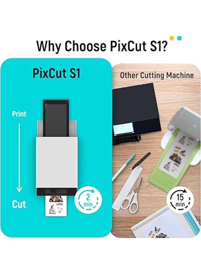 Liene PixCut S1 Color Sticker Printer & Cutting Machine - All-in-One Sticker Maker for DIY Crafts, Custom Labels & Gifts. Thermal Dye-Sublimation Photo Printer, 300 DPI, Precise AI Auto-Cutting - Image 3