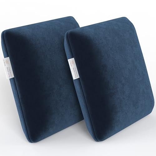 MY ARMOR Memory Foam Square Cushion for Car, Sofa/Diwan, Bed, Chair & Decoration | Highly Durable, Hypoallergenic | Velvet Cover | Navy Blue, Pack of 2 [12"x 12" x 4"] - Image 1
