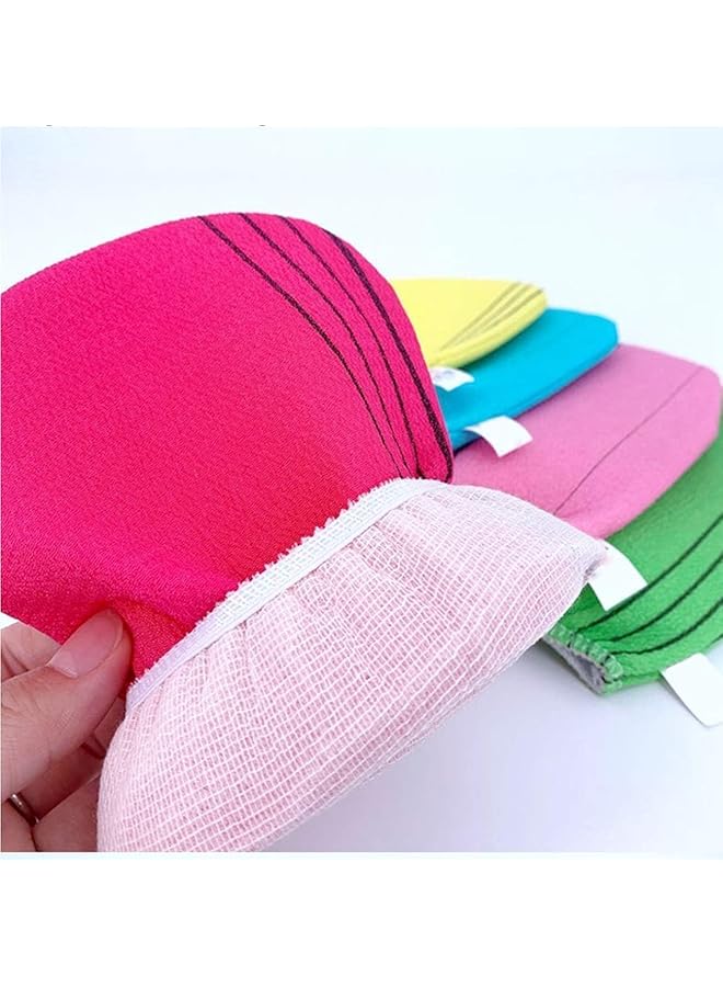 ECVV 6 Pack Exfoliating Gloves Bath Washcloth Korean Towel Cloth Used For ExfoliatingExfoliator Scrub Mitten For Bath And Shower Reusable 6 Pieces Random Color  - Image 4