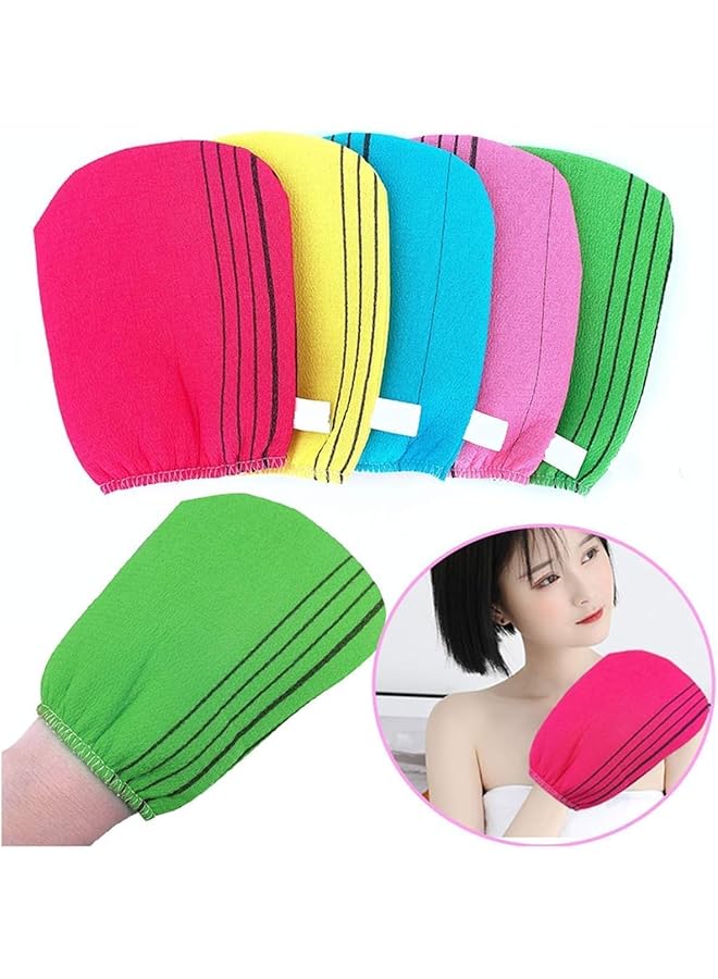 ECVV 6 Pack Exfoliating Gloves Bath Washcloth Korean Towel Cloth Used For ExfoliatingExfoliator Scrub Mitten For Bath And Shower Reusable 6 Pieces Random Color  - Image 5