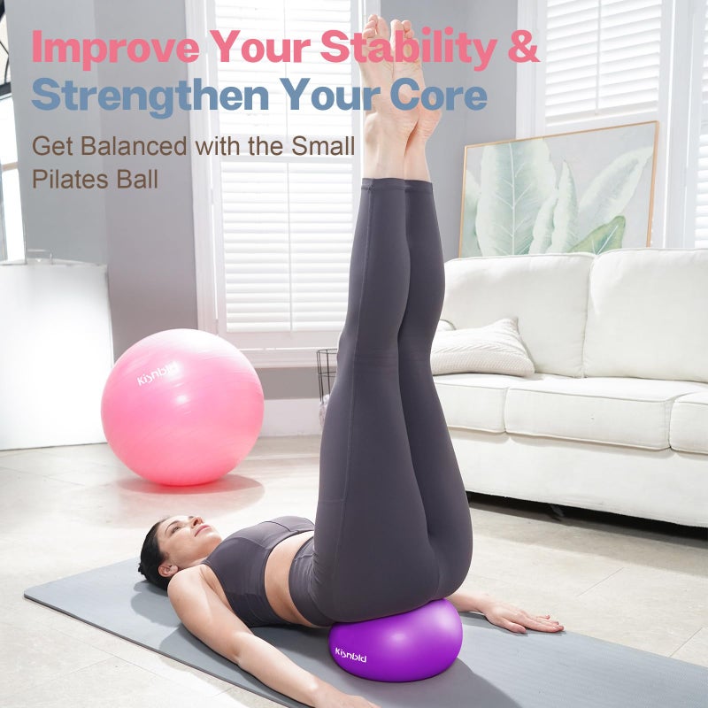 kisnbld Small Exercise Ball, 9 Inch Mini Pilates Ball, Anti Burst and Slip Resistant Mini Yoga Ball for Stability, Fitness, Physical Therapy, Stretching & Core Strength Workout at Home Gym & Office - Image 2
