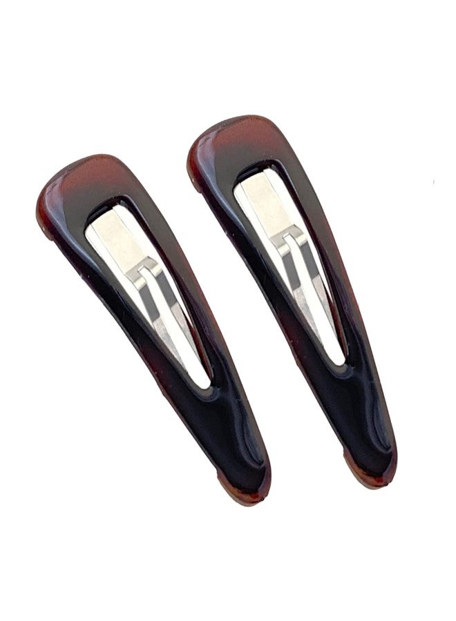 Parcelona French Clic Clac 2 1/4" Celluloid No Slip Grip Snap Hair Clips for Women (Tortoise Shell Brown) - Image 1