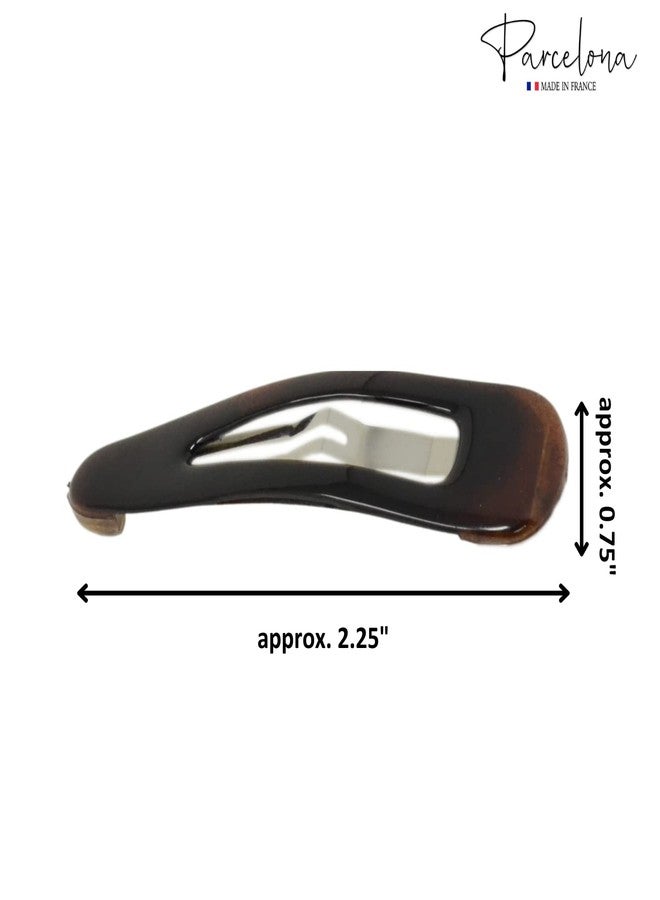 Parcelona French Clic Clac 2 1/4" Celluloid No Slip Grip Snap Hair Clips for Women (Tortoise Shell Brown) - Image 5