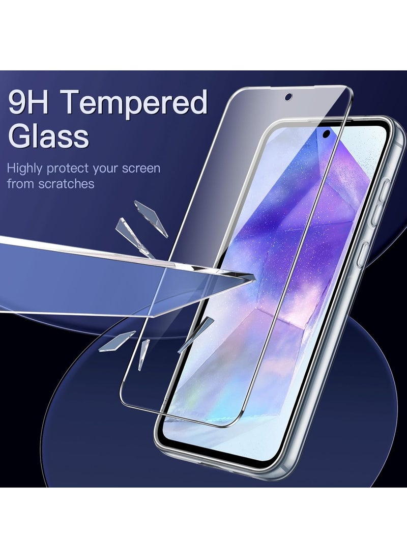 Denx 2 in 1 Case for Samsung Galaxy A55 5G, with  Screen Protector, Tempered Glass Film, Shockproof Bumper Phone Protective Cover Clear Back (Clear)  - Image 3