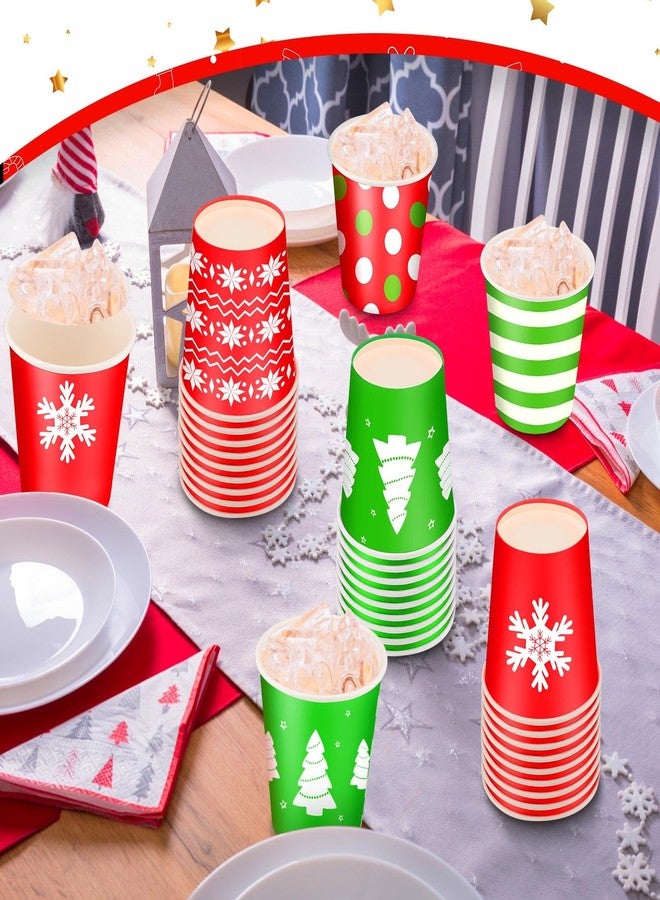 Maxcheck أكواب عيد الميلاد القابلة للتصرف سعة 8 أونصات من ماكس تشيك 300 قطعة لأعياد الميلاد، أكواب قهوة ورقية للمشروبات الساخنة والباردة، الشوكولاتة، الشاي، الكاكاو، زينة طاولة عيد الميلاد - Image 4