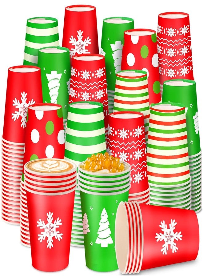 Maxcheck أكواب عيد الميلاد القابلة للتصرف سعة 8 أونصات من ماكس تشيك 300 قطعة لأعياد الميلاد، أكواب قهوة ورقية للمشروبات الساخنة والباردة، الشوكولاتة، الشاي، الكاكاو، زينة طاولة عيد الميلاد - Image 1