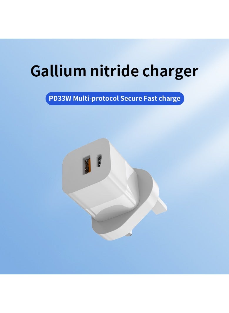 EKR 33W GaN Type-C + USB-A Power Adapter, Fast Charger for iPhone 13/14/15/16/17, Samsung Galaxy, Pixel, iPad, AirPods, White - Image 2