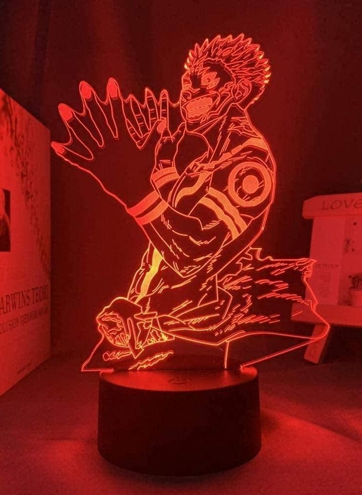 althiqahkey Multicolour 3D Anime Light LED Lamp Ryomen Sukuna Light Jujutsu Kaisen Illusion Lamp Night Light for Room Decoration Birthday Gift for Kids and Adult 16 Color Lighting - Image 4