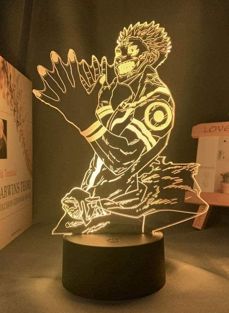 althiqahkey Multicolour 3D Anime Light LED Lamp Ryomen Sukuna Light Jujutsu Kaisen Illusion Lamp Night Light for Room Decoration Birthday Gift for Kids and Adult 16 Color Lighting - Image 3