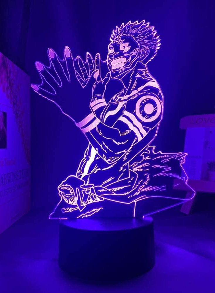 althiqahkey Multicolour 3D Anime Light LED Lamp Ryomen Sukuna Light Jujutsu Kaisen Illusion Lamp Night Light for Room Decoration Birthday Gift for Kids and Adult 16 Color Lighting - Image 2