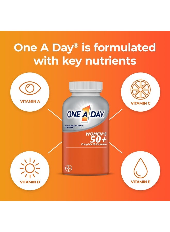 ONE A DAY فيتامينات متعددة للنساء 50+ من ون أ داي، مكمل مع فيتامينات A، C، E، B1، B2، B6، B12، فيتامين D وكالسيوم، 200 حبة - Image 2