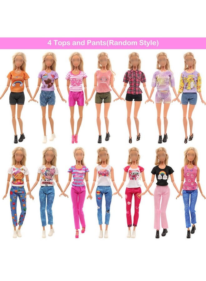 Barwa BARWA 18 Pack Doll Clothes and Accessories Including 4 Fashion Dresses 4 Sets Casual Outfits Tops and Trousers, Shorts 10 Bag Crown Necklace for 11.5 inch Girl Dolls…  - Image 5
